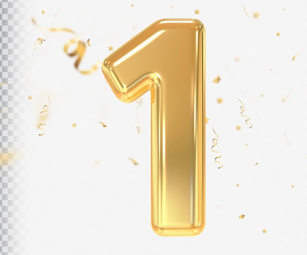 Oro número 1 lujo de renderizado 3d