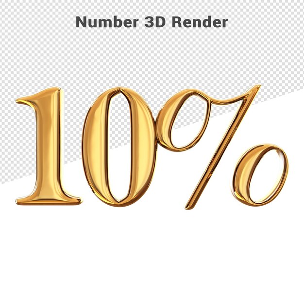 Oro número 10 concepto estilo 3d