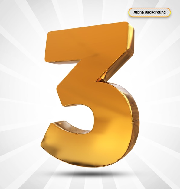 Oro número 3 lujo de renderizado 3d