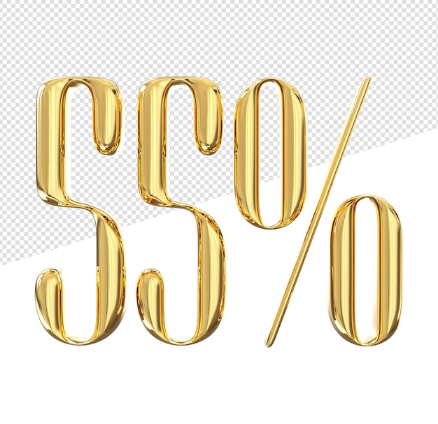 Oro número 55 concepto estilo 3d