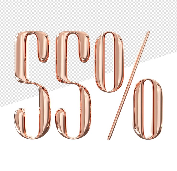 PSD oro número 55 concepto estilo 3d