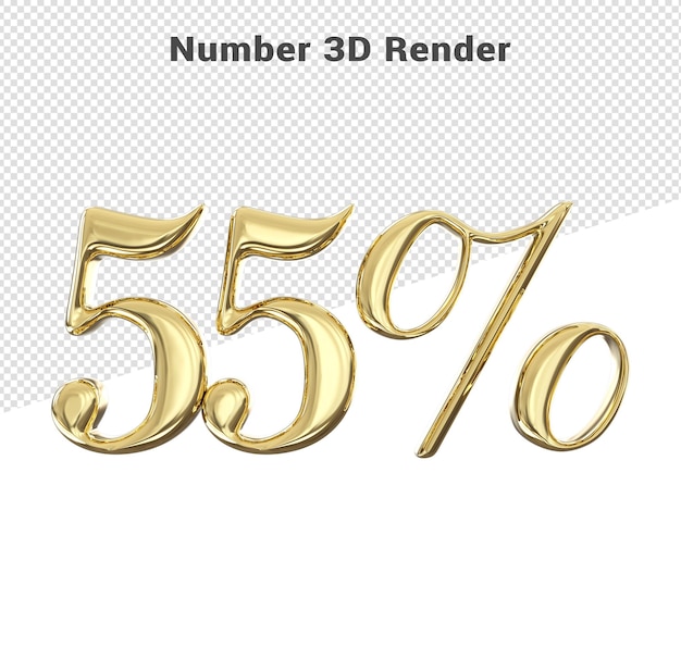 Oro número 55 concepto estilo 3d