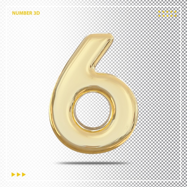 Oro número 6 elemento de lujo 3d