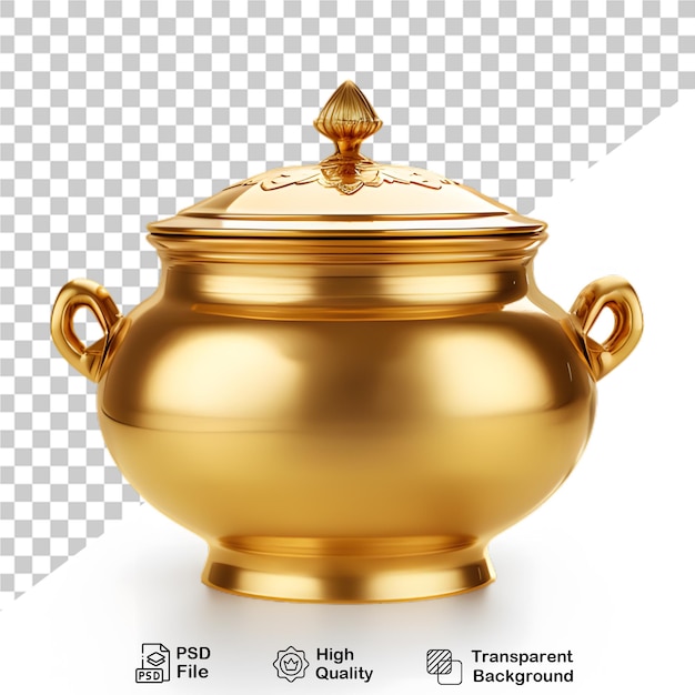 PSD oro de olla de metal aislado en fondo transparente archivo png