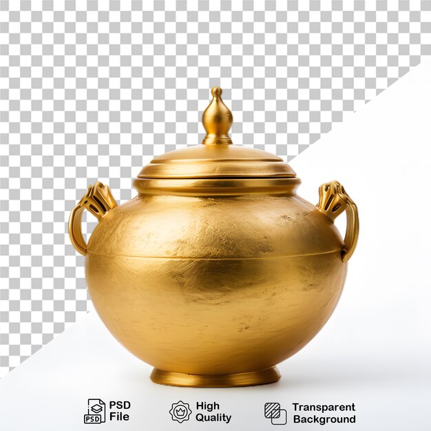 PSD oro de olla de metal aislado en fondo transparente archivo png