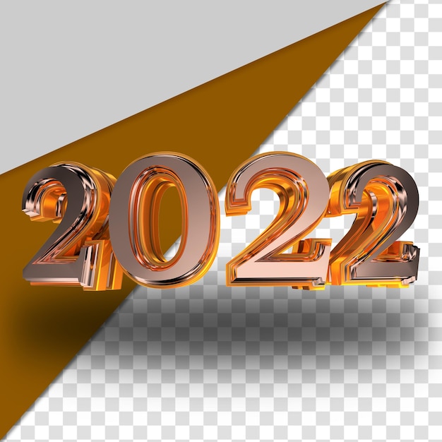 PSD oro plata 2022 año nuevo render 3d