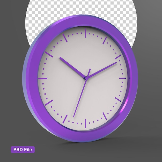 Orologio da parete rotondo con frecce temporali e quadrante 3d isolato