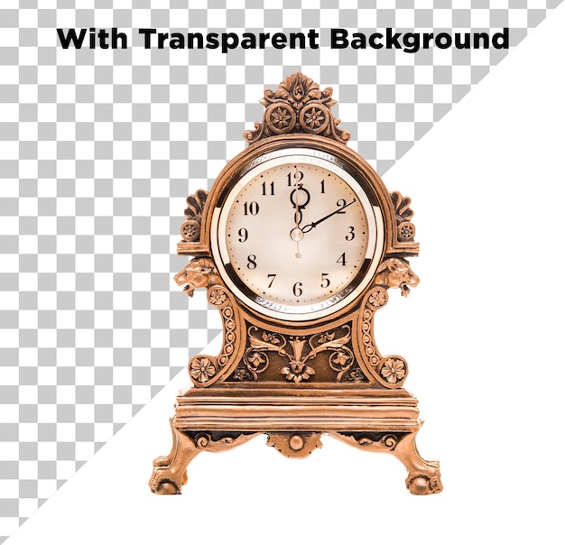 Orologio da sveglia d'oro o orologio da tavola Antico stile vintage PNG PSD sfondo trasparente isolato