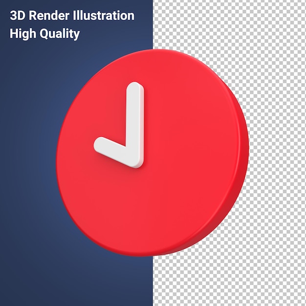 Orologio di rendering 3D nel pulsante rosso