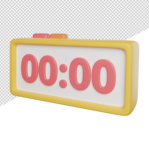 Orologio digitale Timer vista laterale 3d rendering illustrazione su sfondo trasparente