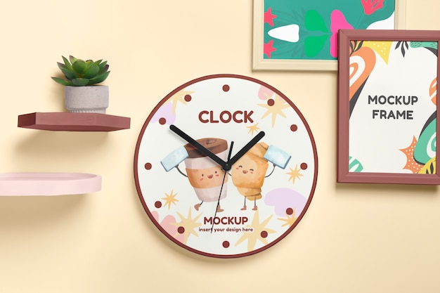 Orologio sul design del mockup da parete