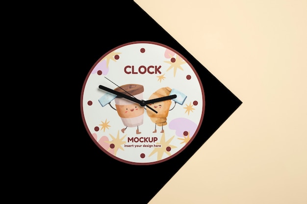 Orologio sul design del mockup da parete