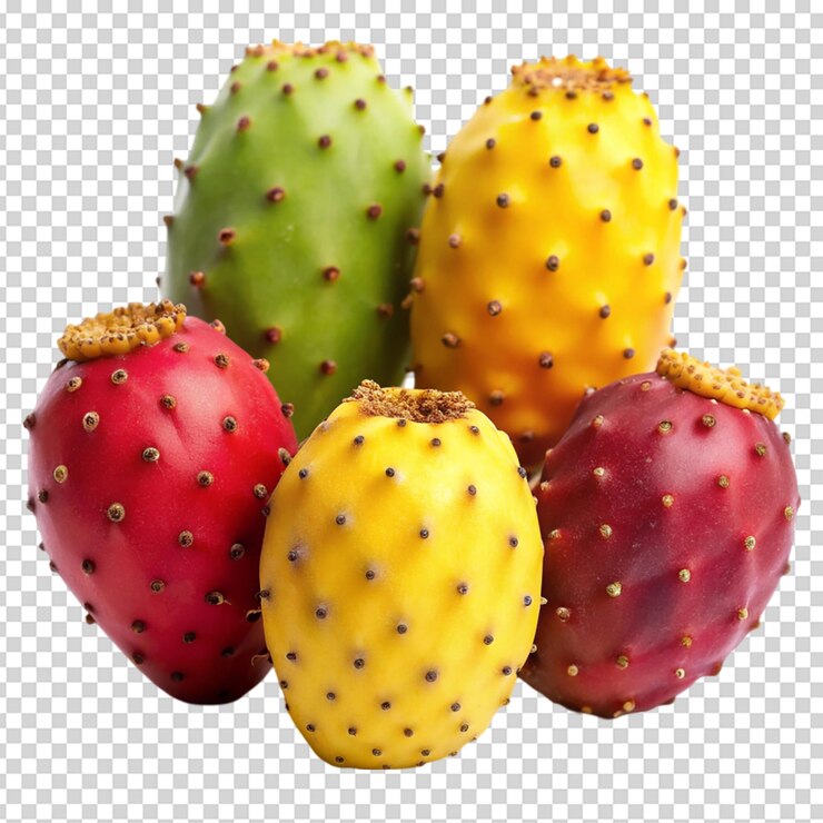 PSD un oropuntia de peras espinosas amarillas aisladas de fondo blanco