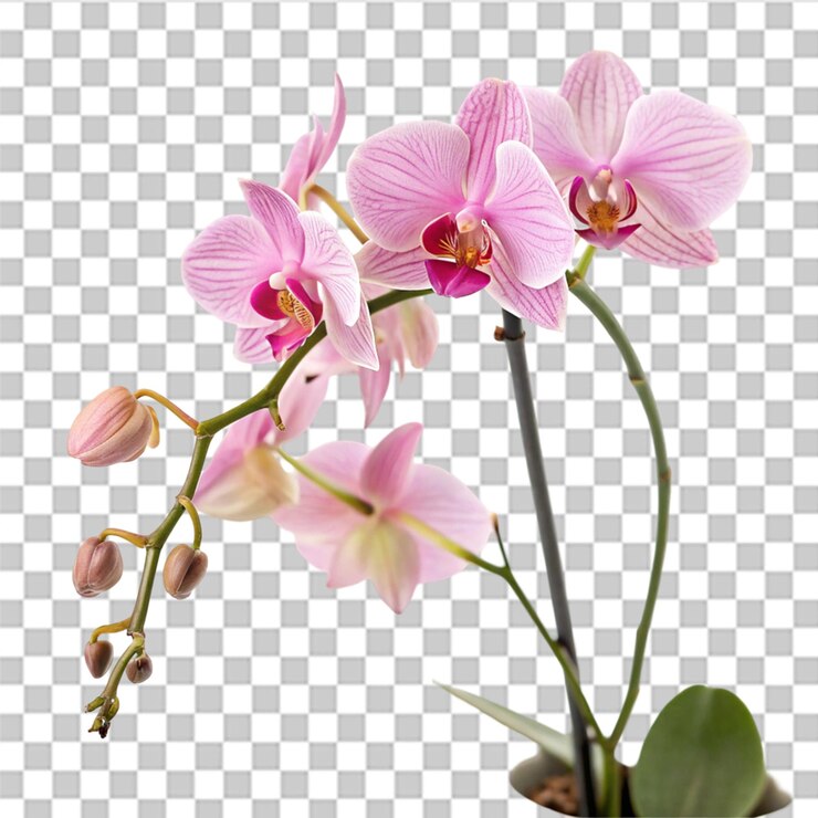 PSD orquídea con fondo rosado y fondo blanco aislados en fondo transparente orquídea con fondo rosado e fondo blanco aislado en fondo transparente