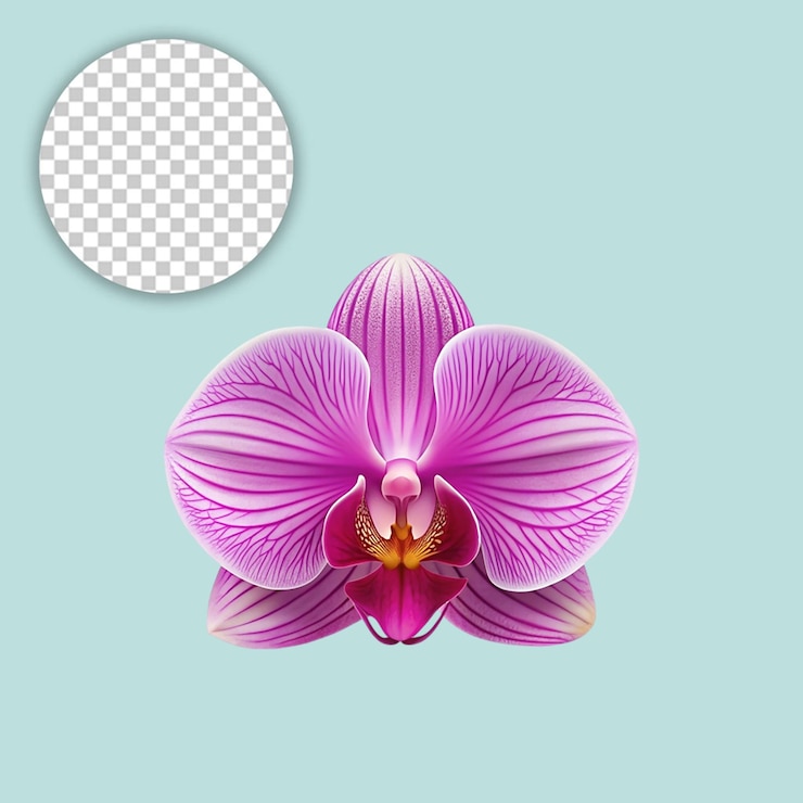 PSD orquídea púrpura sobre un fondo transparente