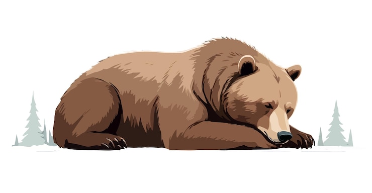 PSD orso adorabile animale carino che dorme illustrazione rilassante arte vettoriale grafica