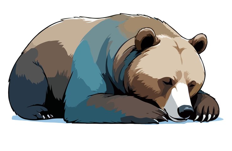 PSD orso adorabile animale carino che dorme illustrazione rilassante arte vettoriale grafica