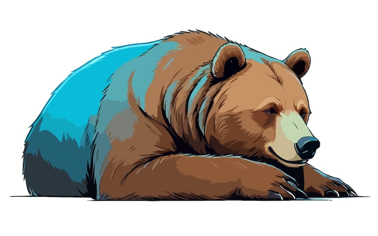 PSD orso adorabile animale carino che dorme illustrazione rilassante arte vettoriale grafica