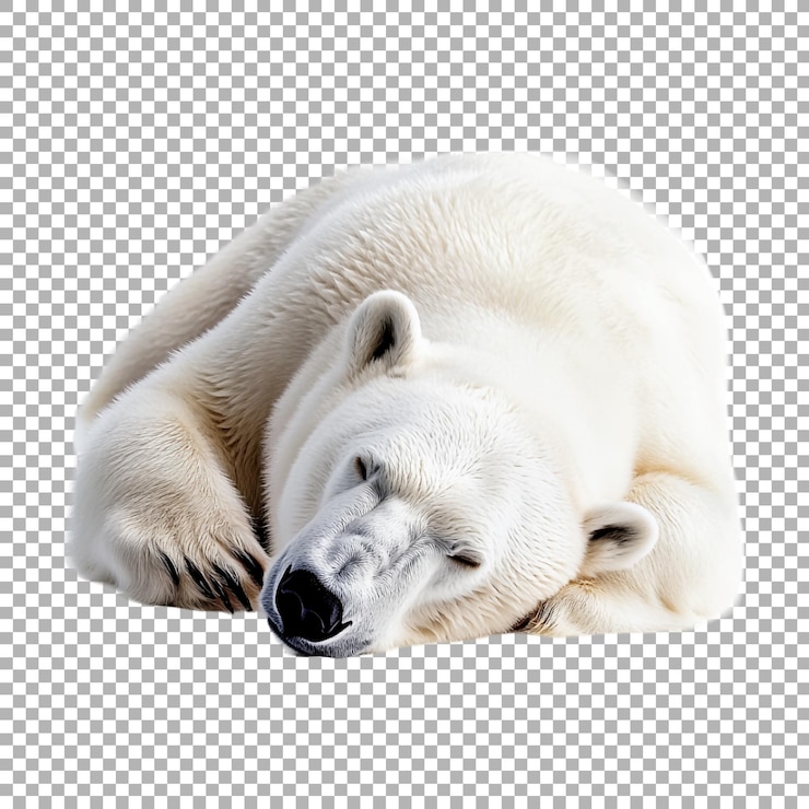 PSD orso bianco addormentato su uno sfondo trasparente