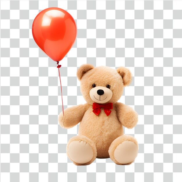 Orso di peluche con palloncini isolati su sfondo trasparente