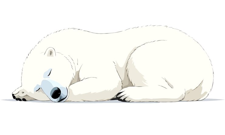 PSD orso polare adorabile animale carino dormente rilassante illustrazione arte vettoriale grafica
