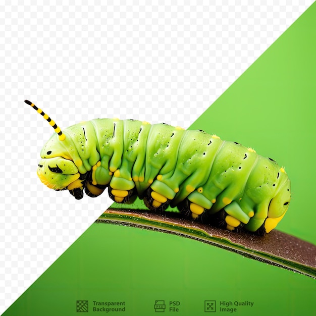 PSD oruga con colores verde y amarillo.