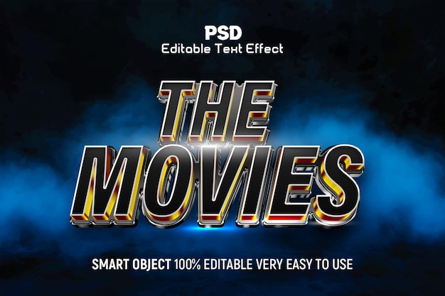 Os efeitos de texto PSD editáveis em 3D dos filmes