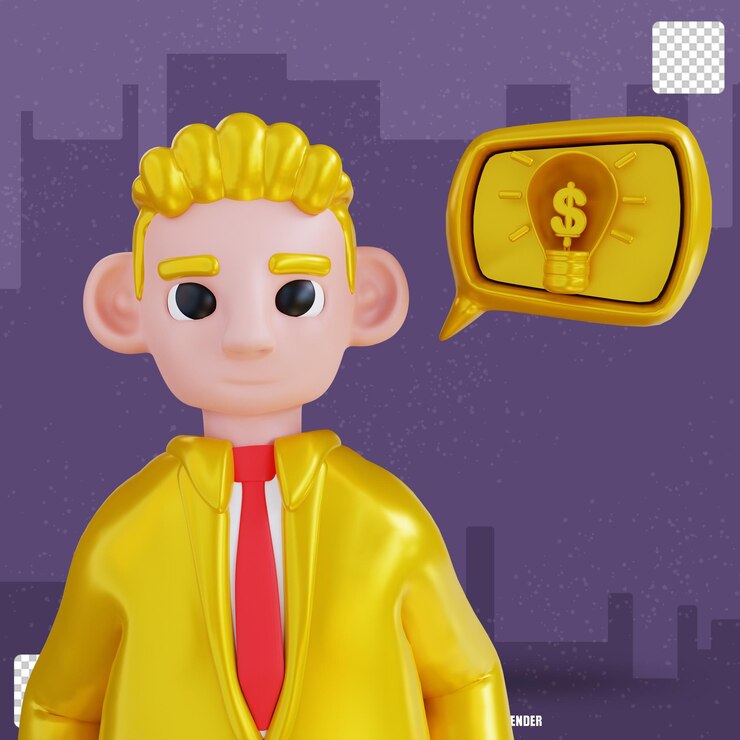 PSD os executivos dourados da ilustração 3d obtêm ideias