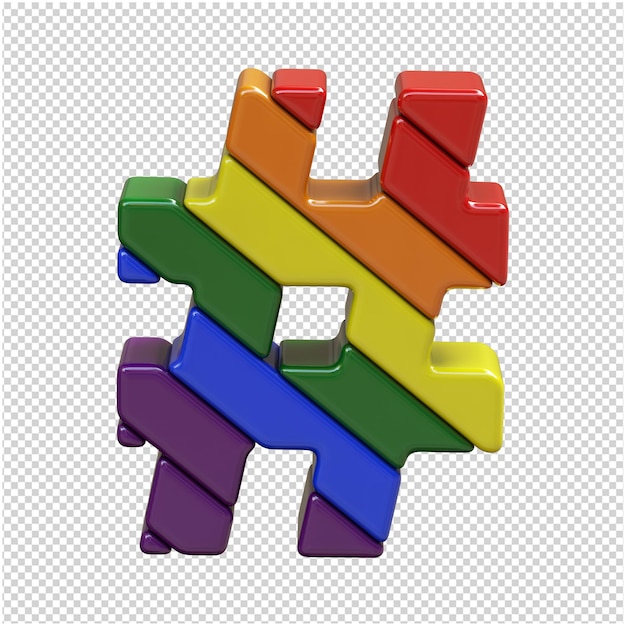 Os símbolos LGBT sinalizam a vista superior diagonal. Símbolo 3d