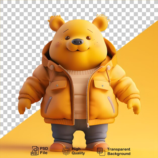 PSD osito de peluche 3d con una chaqueta aislado en un fondo transparente incluye archivo png