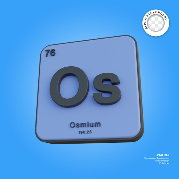 Osmium chemisches element periodensystem 3d-rendering