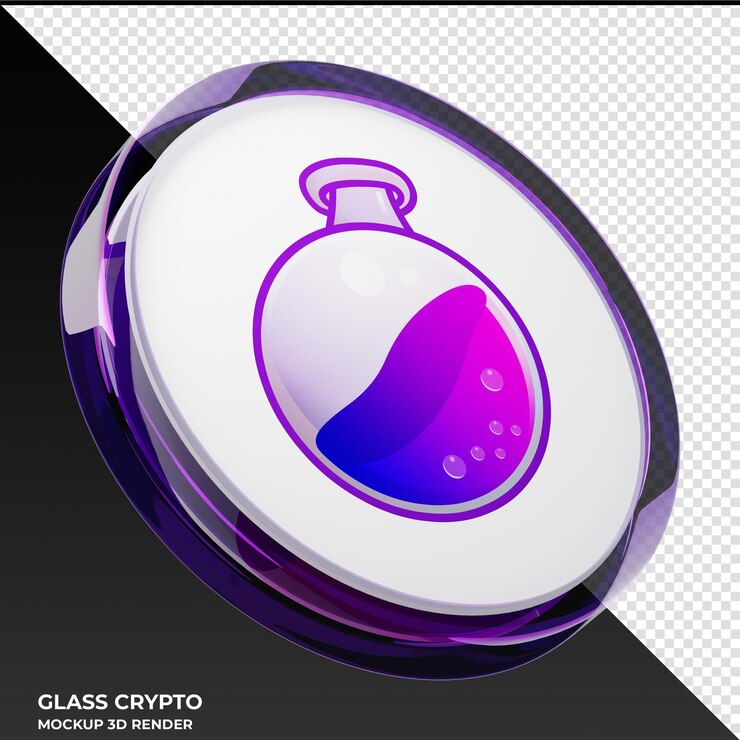 PSD osmosis osmo glass crypto coin ilustración 3d