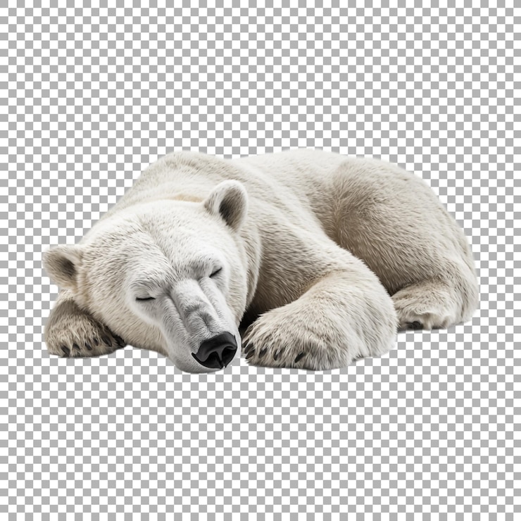 PSD oso blanco durmiente en un fondo transparente generado por ai