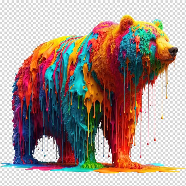 PSD un oso con una capa de pintura de color en él