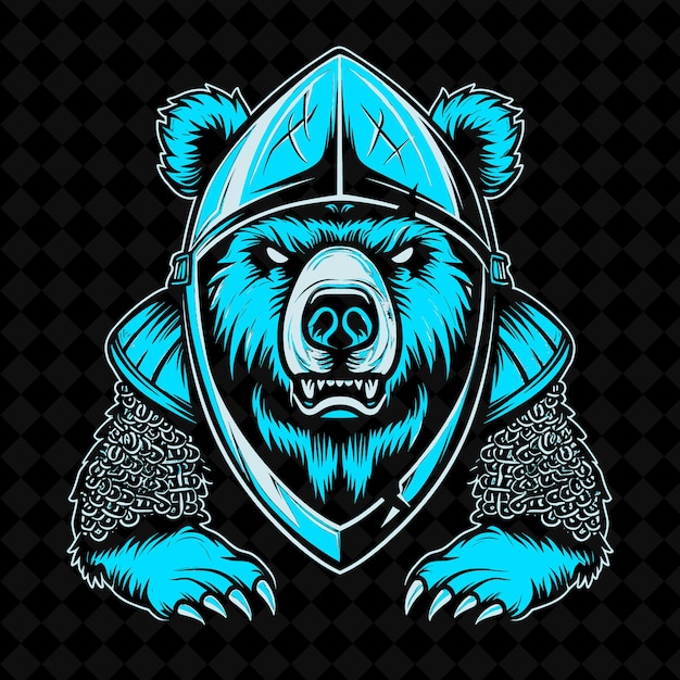 PSD un oso con un casco y un escudo en él