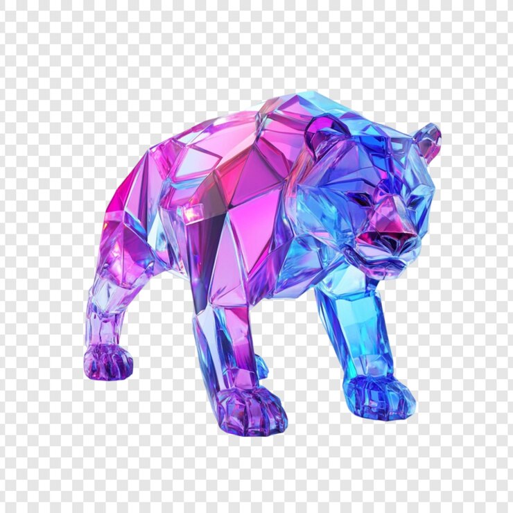 PSD oso de cristal arte geométrico de animales azul púrpura