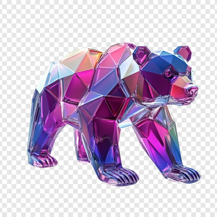 PSD el oso de cristal geométrico, el púrpura, el rosa, el azul, el arte animal.