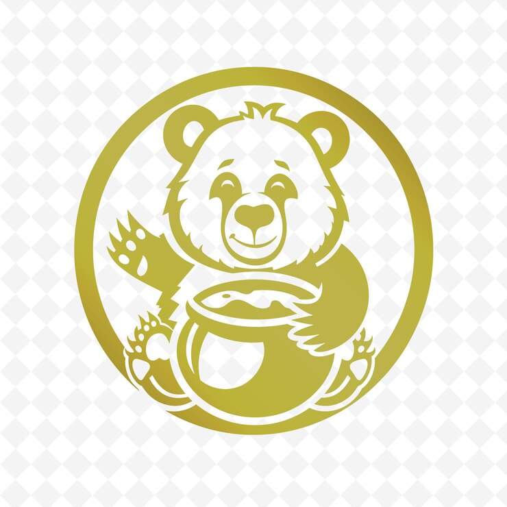 PSD un oso con un cuenco de miel en él