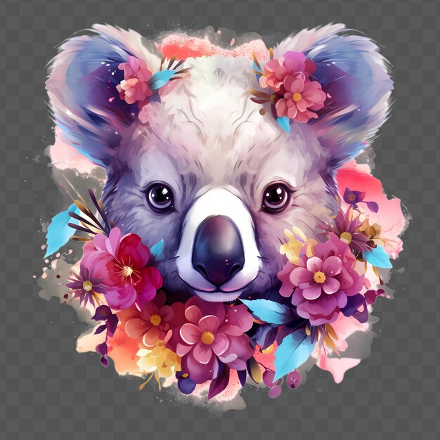 PSD un oso con flores y una imagen de un oso con una flor en el medio