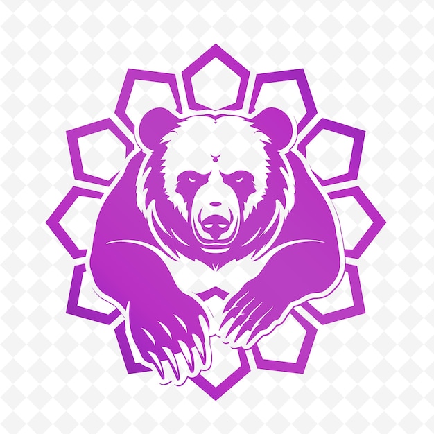Un oso con un fondo púrpura que dice oso en él