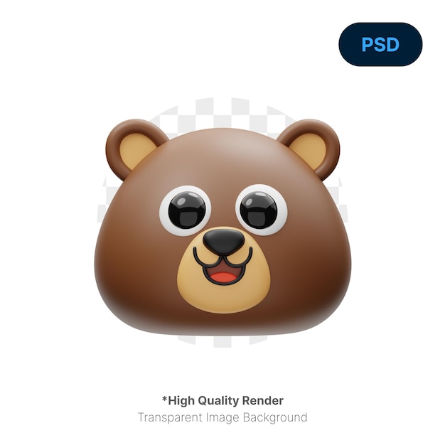 oso, lindo, animal, 3d, icono