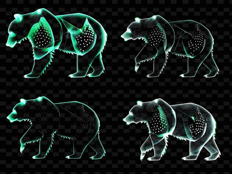 PSD un oso con luces verdes y azules en la espalda