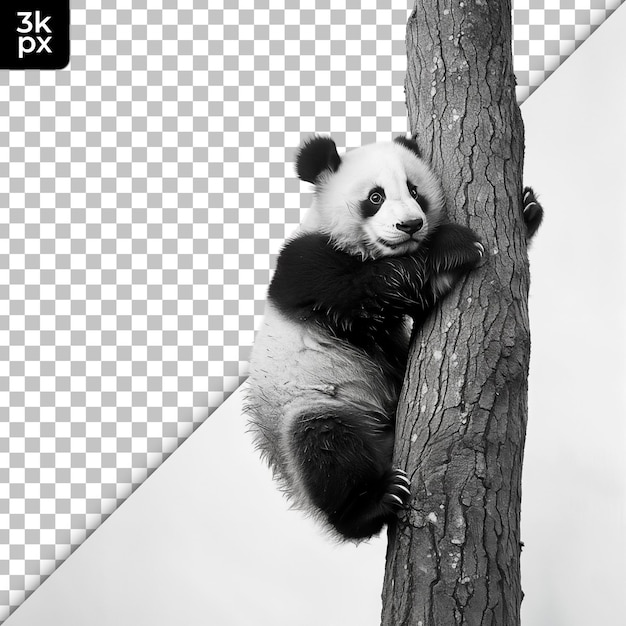 PSD un oso panda en un árbol con las letras kx en él