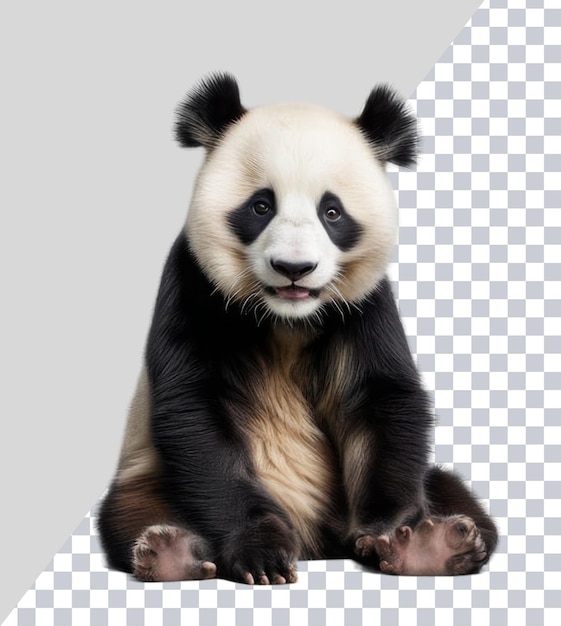 PSD un oso panda con ojos negros y una cara blanca y orejas negras