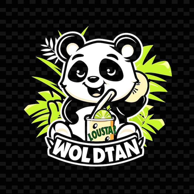 PSD un oso panda con un tazón de sopa en el medio