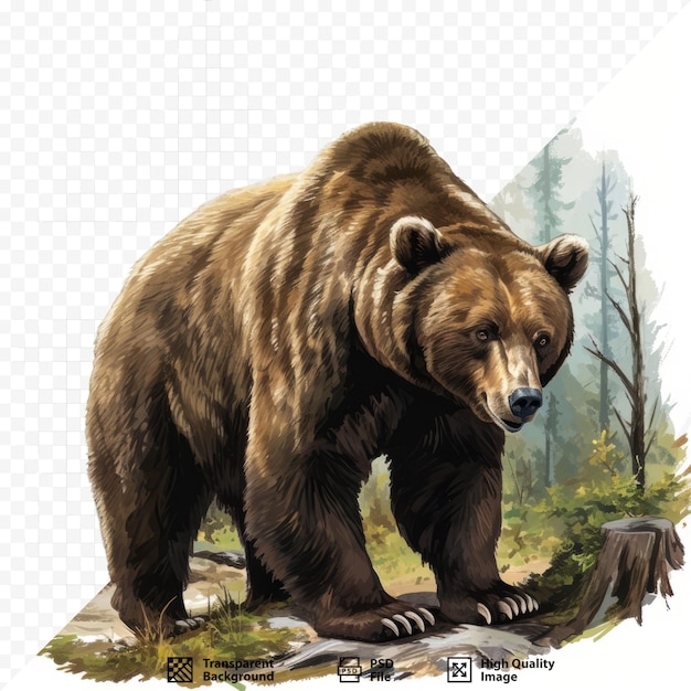 PSD oso pardo en el bosque