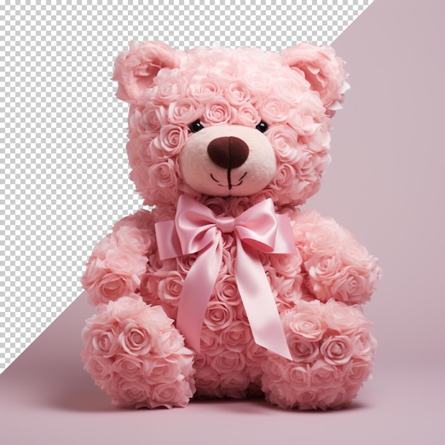 Oso de peluche lindo realista aislado con fondo transparente para la decoración del día de san valentín