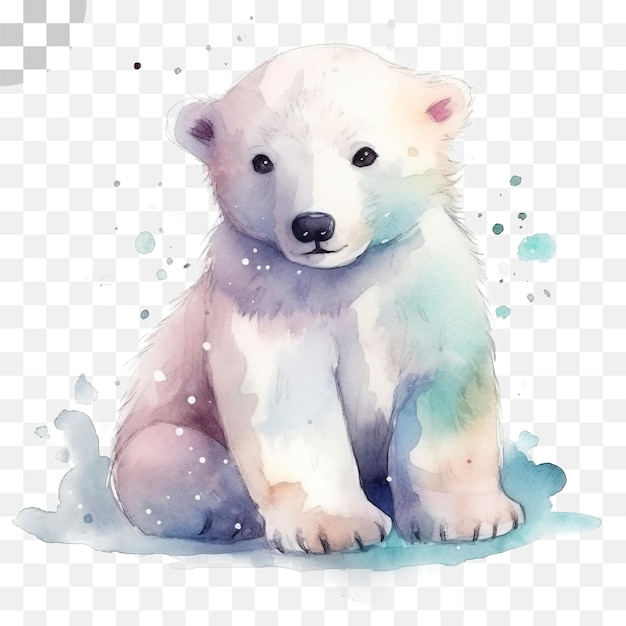 PSD oso polar acuarela fondo transparente