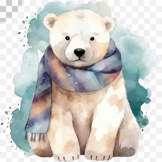 PSD oso polar acuarela fondo transparente