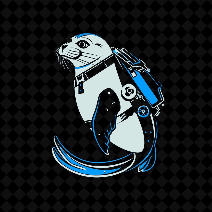 PSD un oso polar con un reloj de pulsera azul en la espalda